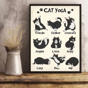 Nordic Modern Vintage Cute Cat Yoga Posters And Prints Canvas Painting Funny Tuxedo Cats Animals Wall Art Picture Home Decor