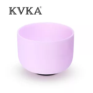 KVKA 8 Inch Gemstone Morganite Fusion Chakra Frosted Quartz Crystal Singing Bowl