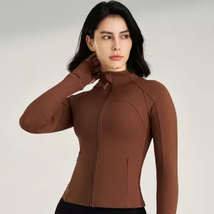New Women's Sportswear Jacket, Women's Stand Up Collar Tight Yoga Suit Top, Long Sleeved Running Training Pilates Fitness Suit