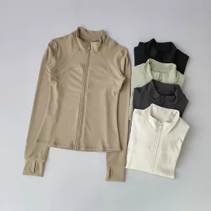Yoga Suit Women's High-end Standing Collar Long Sleeved Sports Jacket Running Training Fitness Top Windproof Running Suit