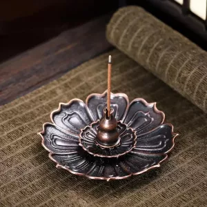 Lotus Flower Incense Holder Antique Copper Tea Table Meditation Incense Tray Incense Burner Household Decoration