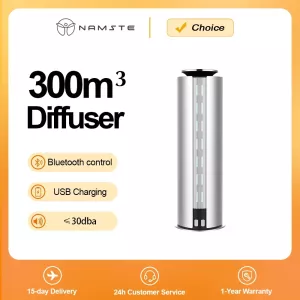 NAMSTE 300m³ Battery Room Aroma Diffuser Electric Perfume Oil Diffusers USB Charging Air Freshener Mbient Light Design 30dba