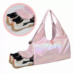 Women Sports Handbag Yoga Fitness Training Bag Fashion Laser Tote Bags Shiny Duffle Handbags Lightweight Carry On Shoulder Pack