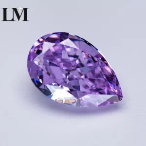 Cubic Zirconia Stone Purple Color Pear Shape 5A Grade 4k Crushed Ice Cut Extremely Shiny Lab Synthetic Zircon Gems Women Jewelry