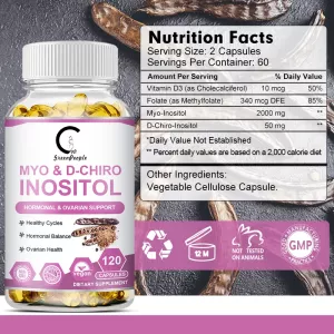 GPGP Greenpeople Myo-Inositol & D-Chiro Inositol Capsule with Folate for Ovarian Health Support and Balance Hormone Supplements