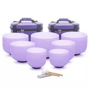 Hye-eun 7-12inch Purple Quartz Crystal Singing Bowl 7pcs Chakra Set CDEFGAB Note with/without Carry Case for Sound Healing