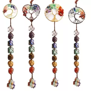 Crystal Chakra Tree Of Life Hanging Ornament Boho Room Decor Aesthetic Home Decoration Accessories Feng Shui Lucky Stone Gifts