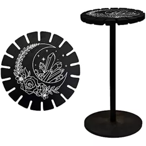 Crystal Shelf Black Crystal Display Shelf Dowsing Pendulum Wheel Display Stand Witch Stuff Wooden Pendulum Holder Stand Crystal