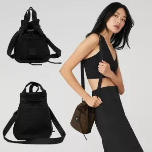 LO Sports Yoga Crossbody Bucket Bag Leisure Sports Black Phone Bag Women's Portable Outdoor Shopping Makeup Bag