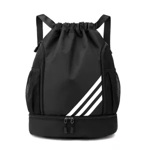 Sports Backpack Outdoor Sports Drawstring Bags for Men Women Large Capacity Gym Bag with Shoes Compartment and Wet Proof Pocket