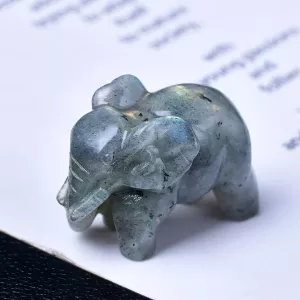 1pc 3.5cm/1.38in Crystal Carved Elephant, Pocket Decoration, Healing Stone, Home Decoration, Animal Statue Crystal Gift