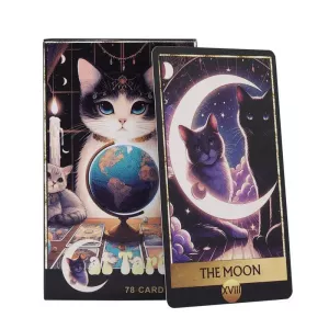 78pcs Cat Tarot Games English Version Tarot Oracle Deck Clear Printed Wiccan Supplies Portable Tarot Games for Parties