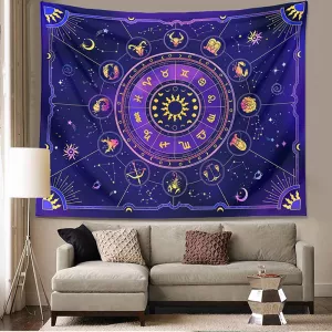 Sun Moon Tarot Tapestry Wall Hanging Moon Phase Constellation Starry Sky Blanket Witchcraft Divination Art Dormitory Home Decor