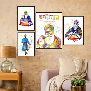 Sikh art print, Sikh Guru Nanak, Spiritual decor for wall, Hindu art print, Meditation poster, Yoga gift
