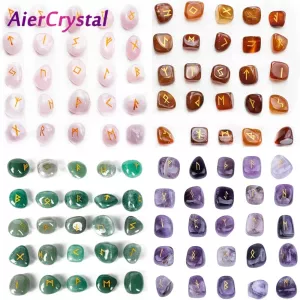 25Pcs Freedom Natural Amethyst Agate Quartz Crystal Runes Stones Irregular Divination Fortune-telling Reiki Healing Energy Gift