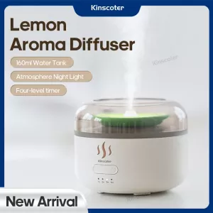 New Lemon Aroma Diffuser USB 160ml Essential Oil Air Humidifier with Light Waterless Auto-Off Protection for Home Creative Gift