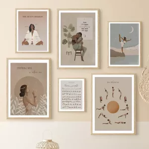 Classic Vintage Wall Art Yoga Women Meditation Mindfulness Aura HD Canvas Print Poster Home Living Room Bedroom Decoration