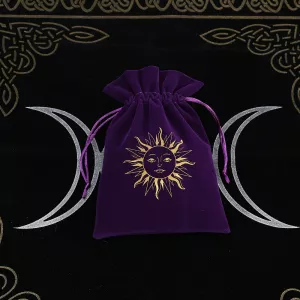 1pcs Purple Velvet Moon Phase Tarots Oracle Cards Storage Bag Runes Constellation Witch Divination Accessories Jewelry Dice Bag