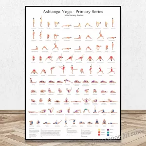 Ashtanga Primary Series Yoga Gym Art Poster Canvas Painting Wall Print Picture for Girl Fitness Yoga Room Living Room Home Decor