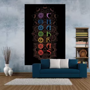 Indian Buddha Statue Meditation Tapestry 7 Chakra Printed Mandala Room Decor Wall Hanging Bedroom Background Yoga Mat