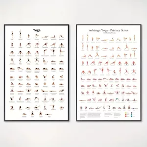 1pc Yoga Poses Poster Canvas Painting, Ashtanga Primary Series Yoga Chart Print, Yoga Wall Art,Yoga Gift, Living Room Home Decor